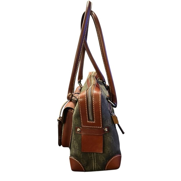 Dooney & Bourke Olive Green with Brown Leather Trim Shoulder Bag - Picture 6 of 6